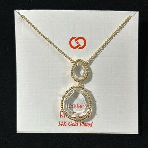 Riccova Sliced Glass 14K Gold Plated clear glass Pendant chain necklace Womens